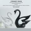 BEIJIALY 2Pcs Swan Sculpture Decor, Pair of Swans Figurines Black White Animal Collectible Figurine Ceramic Decorative Swan Figure Modern Swan Decor for Bedroom Office Shelf view 4