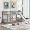 Merax Twin Size Loft Bed with Slide and Ladder, Gray Wooden Loft Bed Frame, No Box Spring Needed view 1