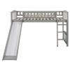 Merax Twin Size Loft Bed with Slide and Ladder, Gray Wooden Loft Bed Frame, No Box Spring Needed view 4