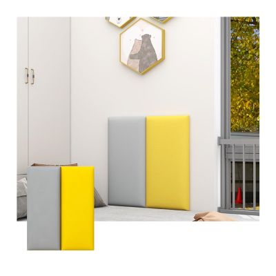 LXBAMKEA Kid's Anti-Collision Wall Stickers, Thicken Soft Bag Self-Adhesive 3D Wall Panels, Children's Room Nursery Bedroom Living Room Decor Wall Cushion, Bedside Protection Wall Mat (Color : Yellow