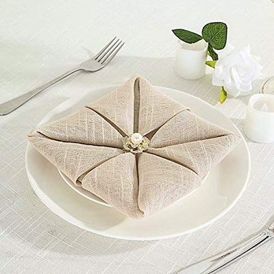 BalsaCircle 5 Beige 20-Inch Premium Polyester Table Napkins Faux Burlap Wedding Party Events Dinner Kitchen Home Decorations
