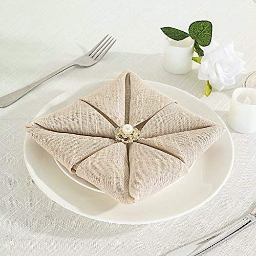 BalsaCircle 5 Beige 20-Inch Premium Polyester Table Napkins Faux Burlap Wedding Party Events Dinner Kitchen Home Decorations