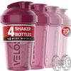 VELOMIX 4 Pack 20oz Protein Shaker Bottle for Protein Mixes, Berry Blend view 1