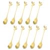 uxcell 10Pcs Stainless Steel Leaf Coffee Spoon 4.8" Small Tableware Dessert Spoons Stirring Mixing Spoons for Ice Tea, Coffee, Dessert, Gold view 1
