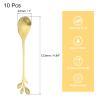 uxcell 10Pcs Stainless Steel Leaf Coffee Spoon 4.8" Small Tableware Dessert Spoons Stirring Mixing Spoons for Ice Tea, Coffee, Dessert, Gold view 2