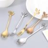 uxcell 10Pcs Stainless Steel Leaf Coffee Spoon 4.8" Small Tableware Dessert Spoons Stirring Mixing Spoons for Ice Tea, Coffee, Dessert, Gold view 4