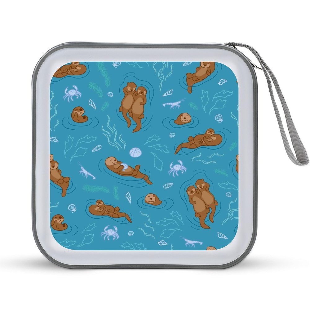 Sea Otters 40 Capacity CD Case Holder Organizer DVD Collection Storage Bag Wallet Book for Car Home Travel