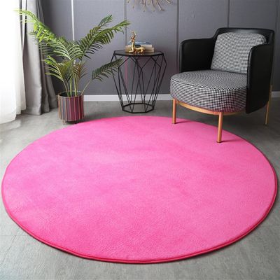 UEAUY Round Rug Solid Thick Non Slip Carpet Soft Plush Fluffy Area Rug for Living Room Bedroom Kids Nursery Room Pink 2 Feet