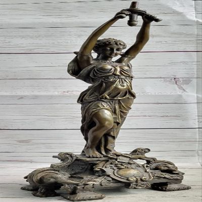 Exquisite Handmade Bronze Sculpture of an Ancient Greek Priestess with Vessel Artwork Decorative Lost Wax Method by Think Bronze