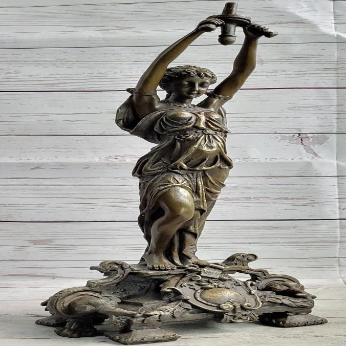 Exquisite Handmade Bronze Sculpture of an Ancient Greek Priestess with Vessel Artwork Decorative Lost Wax Method by Think Bronze
