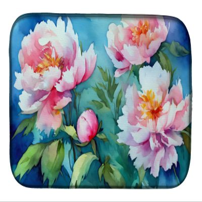 Caroline's Treasures DAC1593DDM Peonies in Watercolor Dish Drying Mat Absorbent Dish Drying Mat Pad for Kitchen Counter Dish Drainer Mat for Countertop, 14 x 21", Multicolor