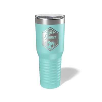 Alterd Industries Coach Gift - Soccer Coach | insulated tumbler with lid | travel coffee mug | Girls Soccer | gifts for coaches (Wine Tumbler) (Hexagon Soccer, Mint, 30oz Tumbler)