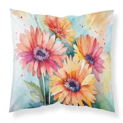 Caroline's Treasures DAC1572PILLOWCASE Gerbera Daisies in Watercolor Fabric Standard Pillowcase Lightweight Super Soft Easy Care Decorative Artwork Pillowcase, Standard