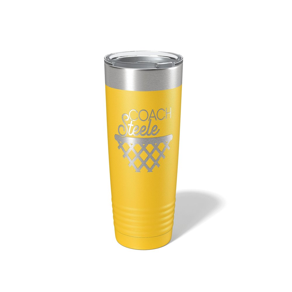 Alterd Industries Coach Gift - Basketball Coach Gifts | Assistant | Personalized | Tumbler | insulated tumbler with lid | Net | travel coffee mug | stainless steel cups (20oz Tumbler, Yellow)