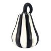 Black and White Striped Pumpkin Halloween Figurine Decoration 4.75 Inch Gourd view 4