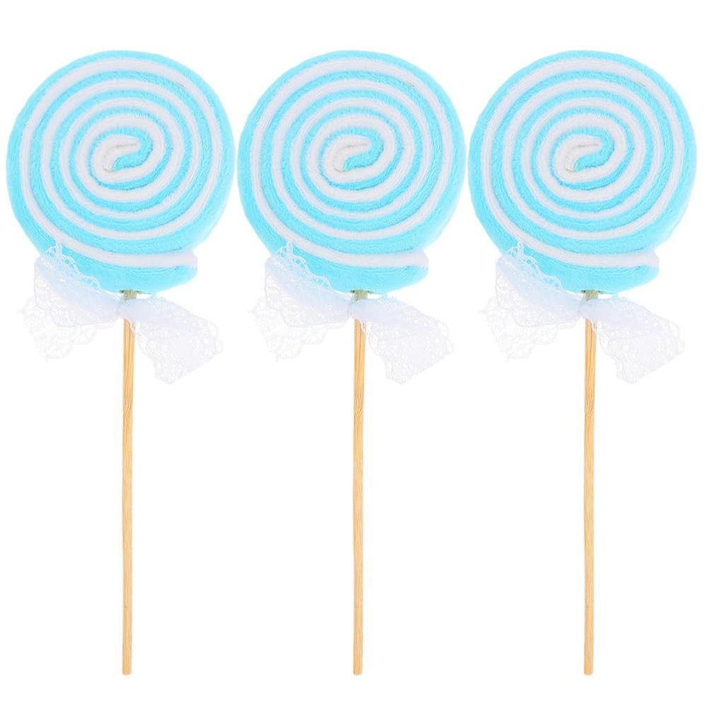 Didiseaon 3Pcs Lollipop Trunk or Treat Photography Accessories Faux Food Model Artificial Dessert Candy Wedding Party Favors Food Decor Candy Photo Booth Wool Felt Mint