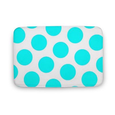 Luxury Elegant Bathroom Rugs, Aqua Polka Dot Bath Mat Non Slip & Absorbent Bath Carpet for Bathroom (16 x 24inch)