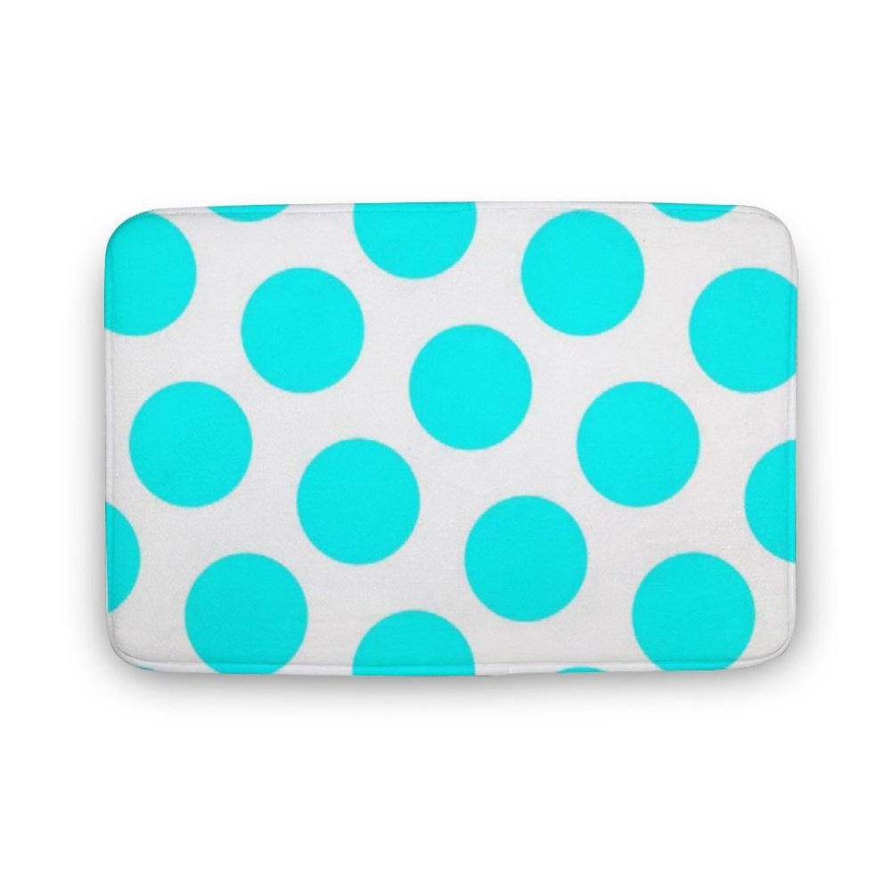 Luxury Elegant Bathroom Rugs, Aqua Polka Dot Bath Mat Non Slip & Absorbent Bath Carpet for Bathroom (16 x 24inch)
