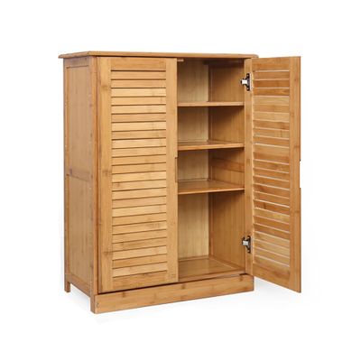 Bamboo Shoe Storage Cabinet, Shoe Cabinet with Doors, 4/5 Tier Shoes Rack with Door Free Standing Shoe Racks Shoe Organizers for Entryway Hallway Living Room Bedroom (Color : Beige, Size : 26in-Four