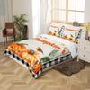 Pumpkin Bedding Set Full Size,Farmhouse Style Fall Leaves Thanksgiving Duvet Cover for Girls Women Boys,Lattice Buffalo Plaid Bed Set,Autumn Harvest Decorations Rustic Farm Plant Quilt Cover view 2