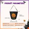 kaululu Halloween Candy Bags Halloween Candy Bucket Halloween Trick or Treat Bucket Bag Custom Name Embroidered Candy Basket (Black) view 2