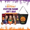 kaululu Halloween Candy Bags Halloween Candy Bucket Halloween Trick or Treat Bucket Bag Custom Name Embroidered Candy Basket (Black) view 4