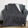 Soft Plush Throw Blankets, Dark Grey Stripe Blankets Cozy Warm Flannel Blankets All-Season for Sofa Couch Bed, 60" X 80" view 4