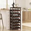 28-Bottle Wine Rack Free Standing Floor, Solid Wood 7-Tier Display Wine Storage Shelves with Tabletop, Wobble-Free Bottle Holder for Cellar Kitchen Bar Dining Room Living Room, Walnut view 1