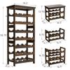 28-Bottle Wine Rack Free Standing Floor, Solid Wood 7-Tier Display Wine Storage Shelves with Tabletop, Wobble-Free Bottle Holder for Cellar Kitchen Bar Dining Room Living Room, Walnut view 2