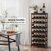 28-Bottle Wine Rack Free Standing Floor, Solid Wood 7-Tier Display Wine Storage Shelves with Tabletop, Wobble-Free Bottle Holder for Cellar Kitchen Bar Dining Room Living Room, Walnut view 3