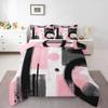 Feelyou Kids Abstract Art Comforter Set Full Size Geometric Bedding Set for Boys Girls Teens Bedroom Decor Geometric Pink Grey Black Comforter Women Men Modern Duvet Set with 2 Pillow Case view 4