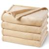PHF Fleece Blanket Twin Size 66"x90" - 300GSM Lightweight Airy Warmth, Beige view 1