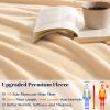 PHF Fleece Blanket Twin Size 66"x90" - 300GSM Lightweight Airy Warmth, Beige view 4