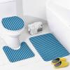 4pcs Shower Curtain Sets, Blue and White Stripes Bathroom Sets with Shower Curtain, Bath Rug, U Shaped Contour Mat & Toilet Lid Cover view 4