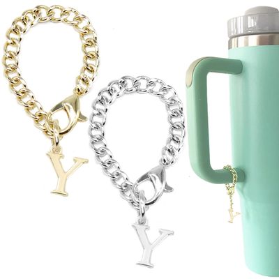 Tovly 2PCS Letter Charm Accessories For Stanley Cup A-Z ID Initial Pendants Personalized Charms For Stanley Tumbler Handle (Y)