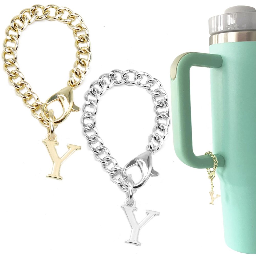 Tovly 2PCS Letter Charm Accessories For Stanley Cup A-Z ID Initial Pendants Personalized Charms For Stanley Tumbler Handle (Y)