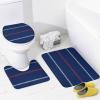 4pcs Shower Curtain Sets, Blue Red White Pattern Design Bathroom Sets with Shower Curtain, Bath Rug, U Shaped Contour Mat & Toilet Lid Cover view 4
