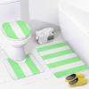 4pcs Shower Curtain Sets, Mint Green and White Stripe Pattern Bathroom Sets with Shower Curtain, Bath Rug, U Shaped Contour Mat & Toilet Lid Cover view 4