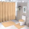 4pcs Shower Curtain Sets, Pastel Pink Peach Bathroom Sets with Shower Curtain, Bath Rug, U Shaped Contour Mat & Toilet Lid Cover view 1