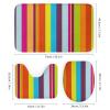 4pcs Shower Curtain Sets, Colorful Stripe Pattern Bathroom Sets with Shower Curtain, Bath Rug, U Shaped Contour Mat & Toilet Lid Cover view 3