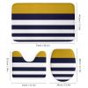 4pcs Shower Curtain Sets, Nautical Stripes Bathroom Sets with Shower Curtain, Bath Rug, U Shaped Contour Mat & Toilet Lid Cover view 3