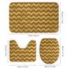 4pcs Shower Curtain Sets, Gold and Brown Zig Zag Bathroom Sets with Shower Curtain, Bath Rug, U Shaped Contour Mat & Toilet Lid Cover view 3