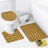 4pcs Shower Curtain Sets, Gold and Brown Zig Zag Bathroom Sets with Shower Curtain, Bath Rug, U Shaped Contour Mat & Toilet Lid Cover view 4