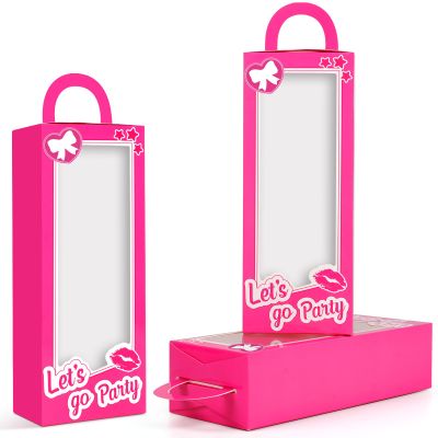 CrazyJan 12PCS Pink Girls Party Favor Boxes Pink Doll Gift Boxes Hot Pink Bachelorette Birthday Party Decoration Candy Favors Boxes for Girls Birthday Party Cowgirl Birthday Bridal Shower Supplies
