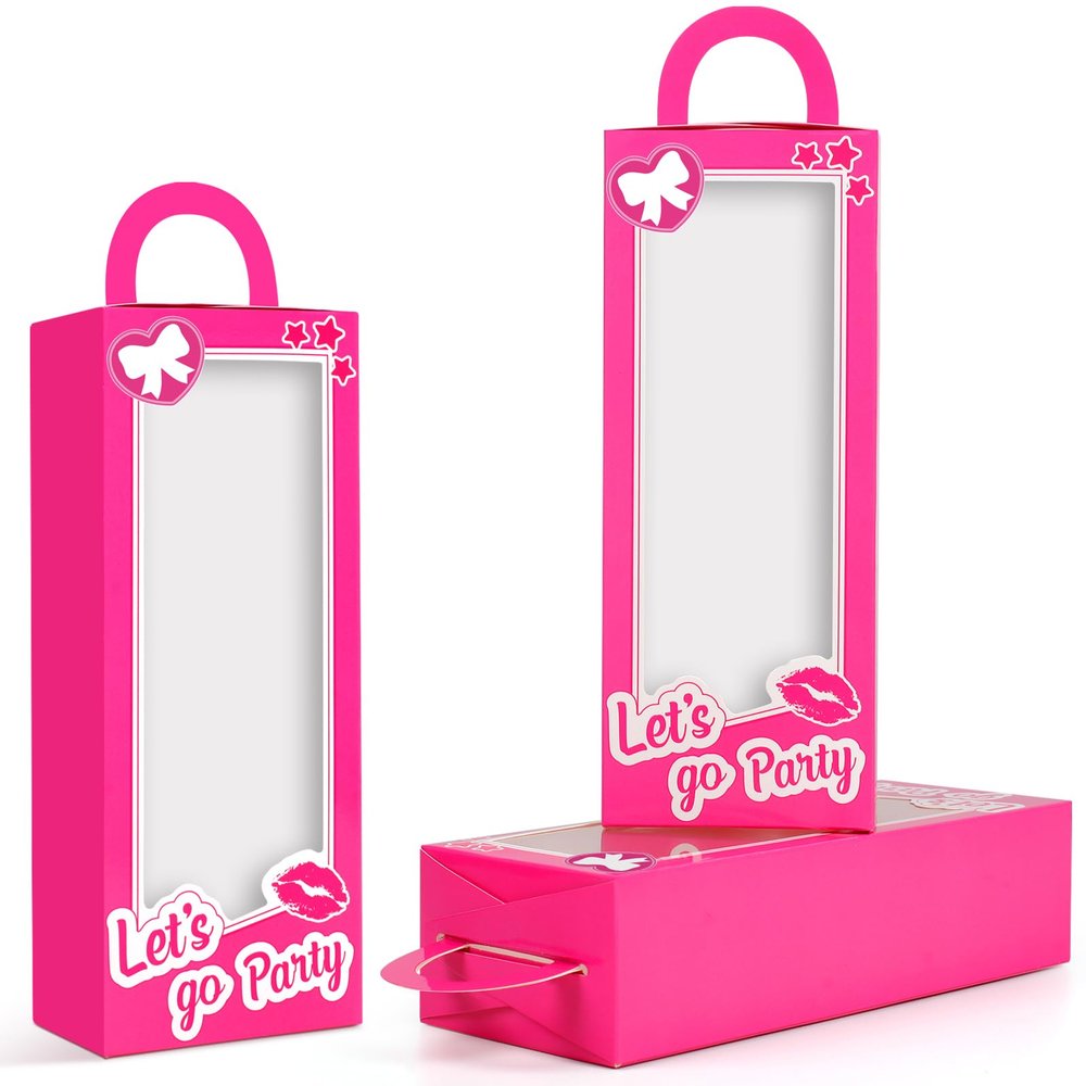 CrazyJan 12PCS Pink Girls Party Favor Boxes Pink Doll Gift Boxes Hot Pink Bachelorette Birthday Party Decoration Candy Favors Boxes for Girls Birthday Party Cowgirl Birthday Bridal Shower Supplies