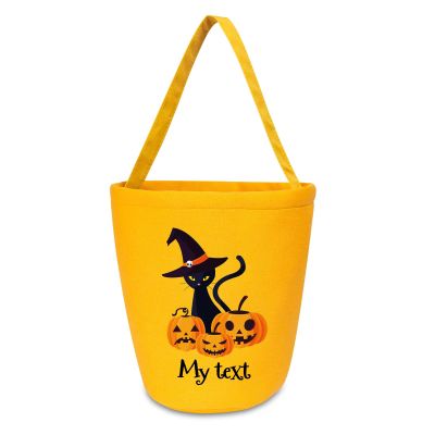 kaululu Halloween Candy Bags Halloween Candy Bucket Halloween Trick or Treat Bucket Bag Custom Name Embroidered Candy Basket