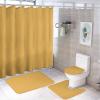 4pcs Shower Curtain Sets, Gold Ikat Texture Bathroom Sets with Shower Curtain, Bath Rug, U Shaped Contour Mat & Toilet Lid Cover view 1