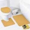 4pcs Shower Curtain Sets, Gold Ikat Texture Bathroom Sets with Shower Curtain, Bath Rug, U Shaped Contour Mat & Toilet Lid Cover view 4