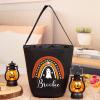 kaululu Halloween Candy Bags Halloween Candy Bucket Halloween Trick or Treat Bucket Bag Custom Name Embroidered Candy Basket for Kids (Black 6) view 3