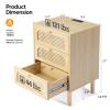 VINGLI Rattan Nightstands Set of 2 with Charging Station, 19" W x 27" H Nightstand 3 Drawer Set of 2, Boho Nightstand/End Table, Rattan Bed Side Table for Bedroom(Oak, 2 Pack) view 3